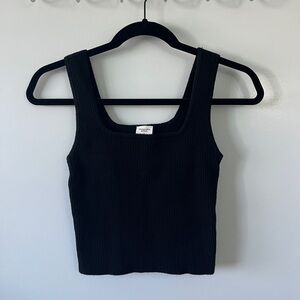 Abercrombie and Fitch Ottoman Ribbed Square Neck Tank in Black, Size S